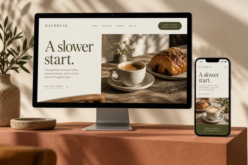Daybreak Café website mockup