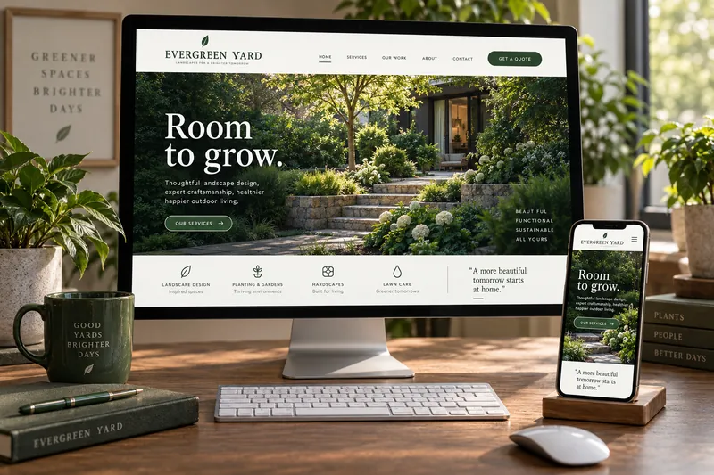 Evergreen Yard website mockup